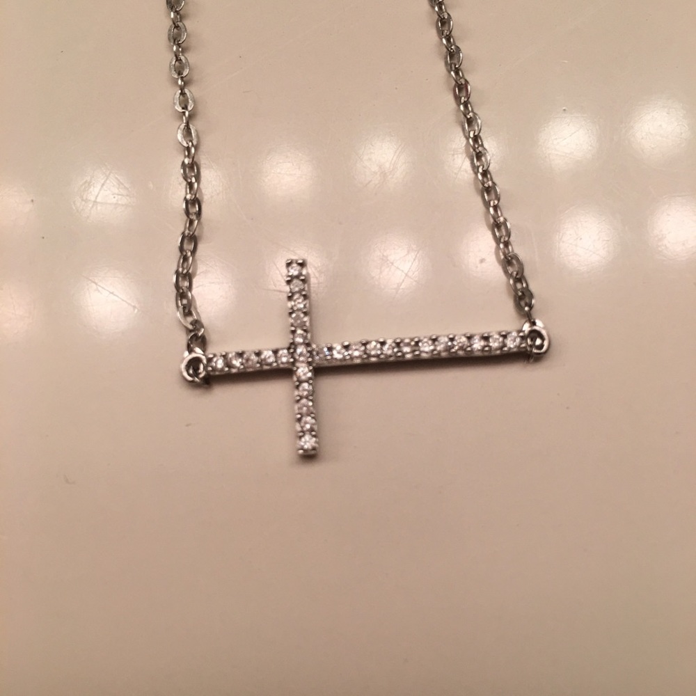 Sterling Silver Sideways Cross Necklace